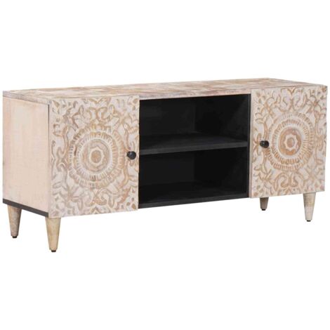 Mueble de TV 105 x 33,5 x 46 cm Madera de mango maciza