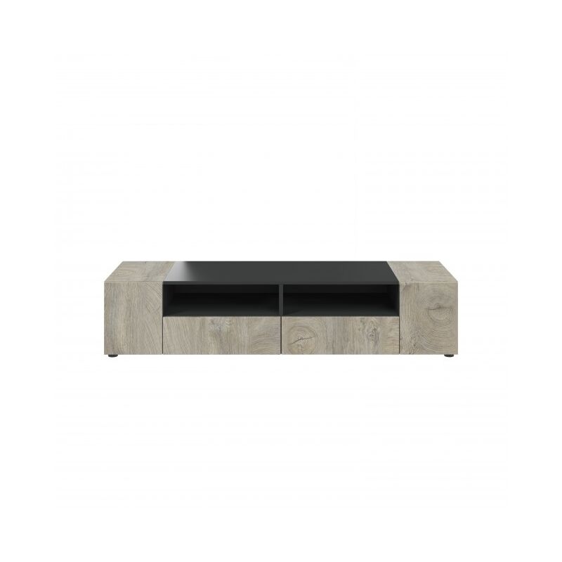 

Mueble de TV 138 cm con 4 puertas y 2 estantes Roble y gris antracita | roble y gris