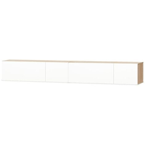 Mueble de TV 2 piezas madera ingeniería blanco brillo y roble vidaXL