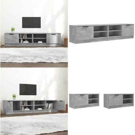 Mueble de TV 2 pzas madera contrachapada hormigón 80x35x36,5 cm - Muebles de tv - Mueble de tv 2 pzas