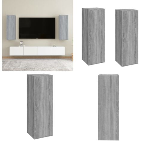 Mueble de TV 2 uds madera ingeniería gris Sonoma 30,5x30x90 cm - Armario de pared - Muebles colgantes