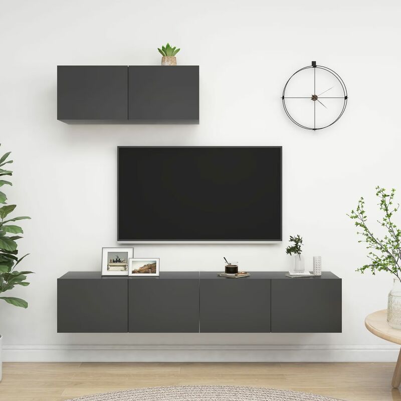 

Mueble de TV 3 piezas de aglomerado gris