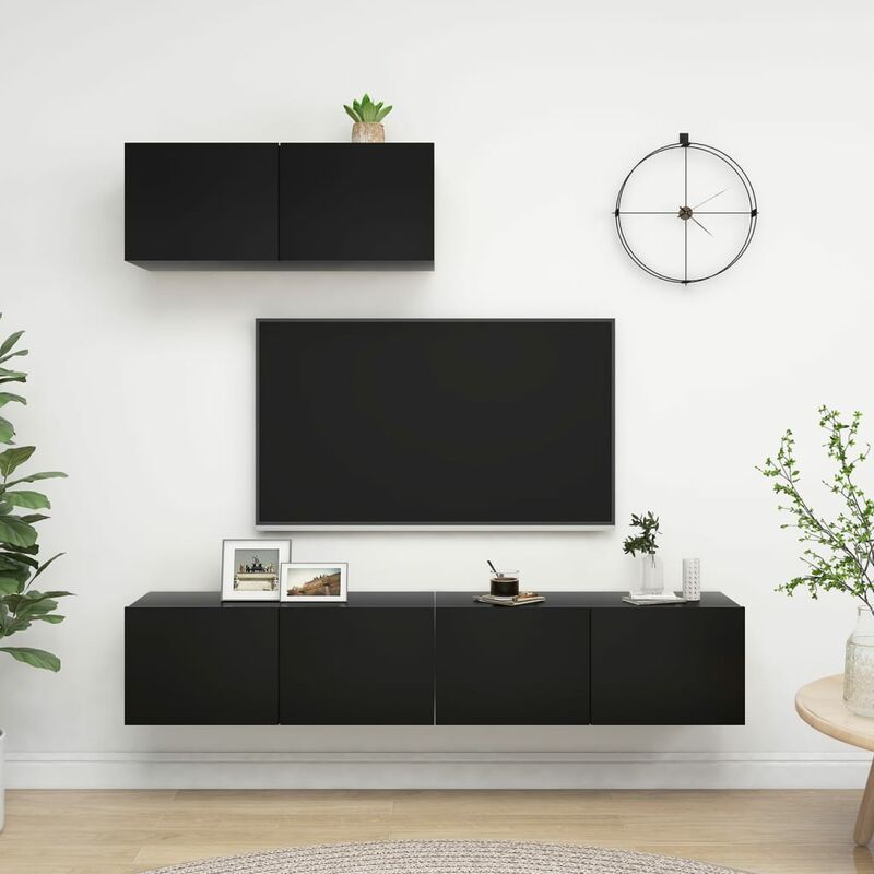 

Mueble de TV 3 piezas de aglomerado negro