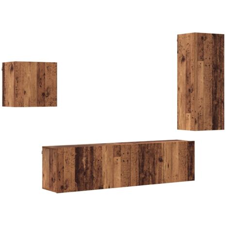 Mueble de TV 4 pcs Madera envejecida Madera de ingeniería vidaXL