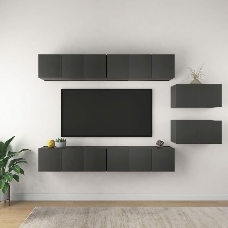 

Mueble de TV 8 piezas de aglomerado gris