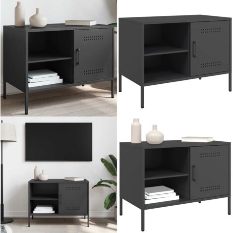 Mueble de TV acero negro 68x39x50,5 cm - Acero negro - Mueble industrial