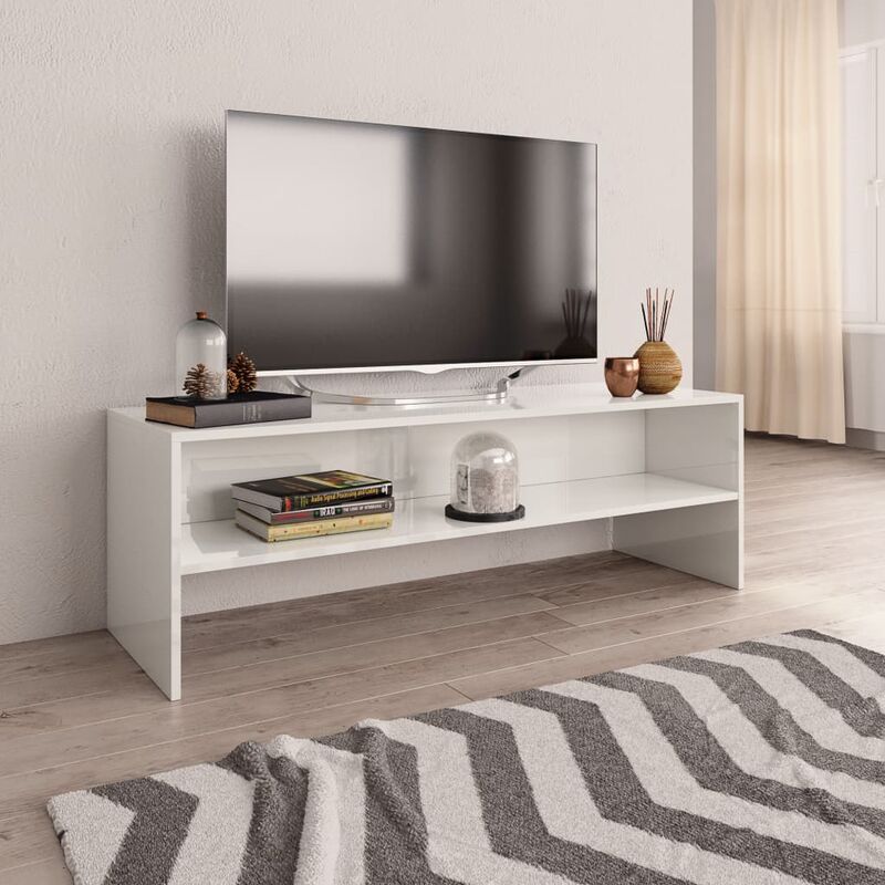

Mueble de TV aglomerado blanco brillante 120x40x40 cm