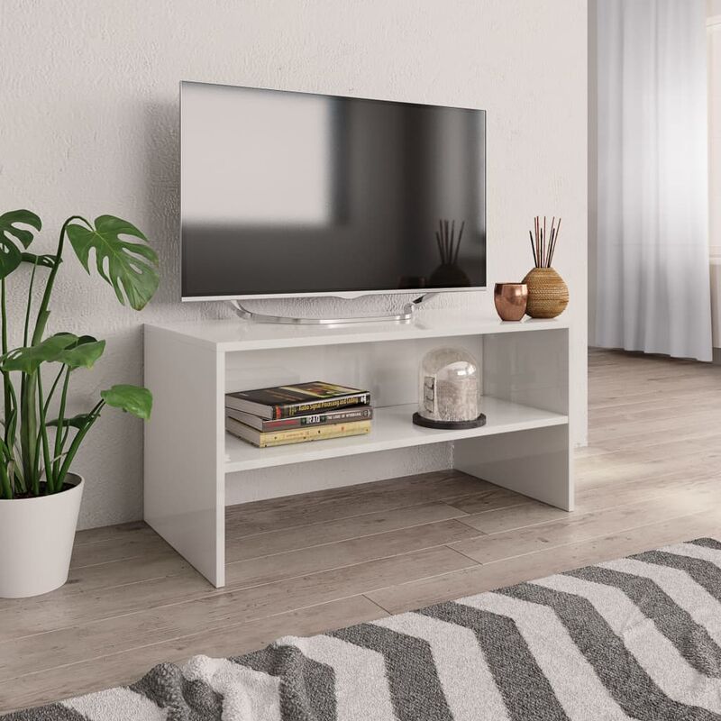 

Mueble de TV aglomerado blanco brillante 80x40x40 cm - Blanco
