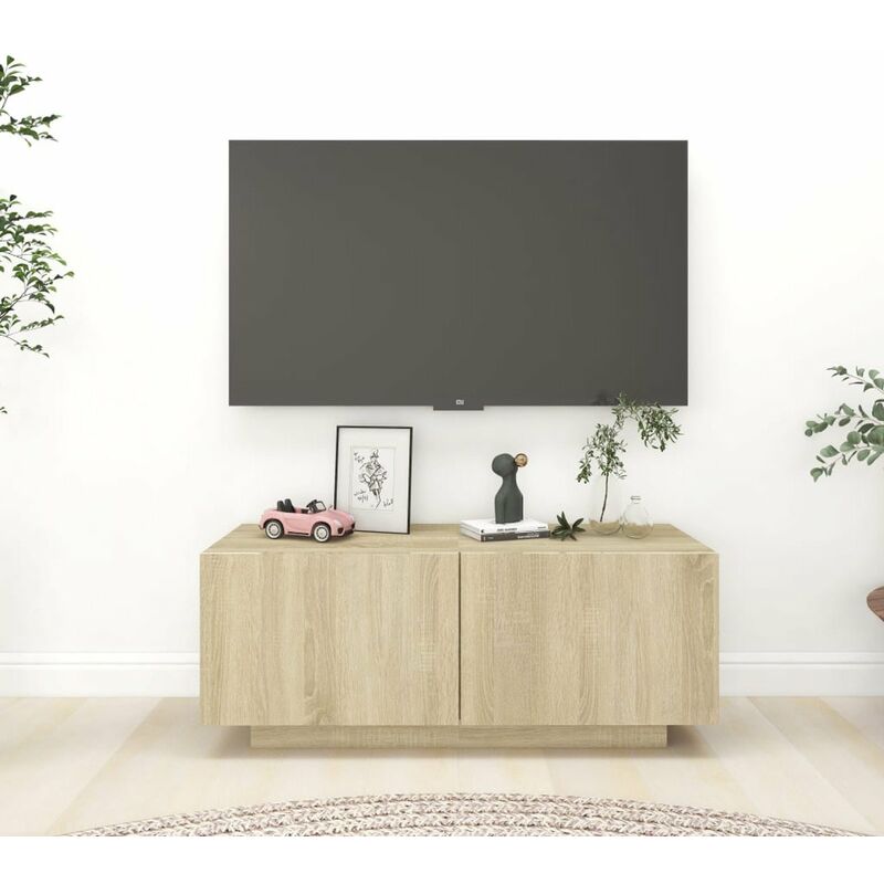 

Happyshopping - Mueble de TV aglomerado color roble Sonoma 100x35x40 cm
