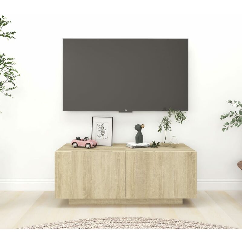 

Mueble de TV aglomerado color roble Sonoma 100x35x40 cm