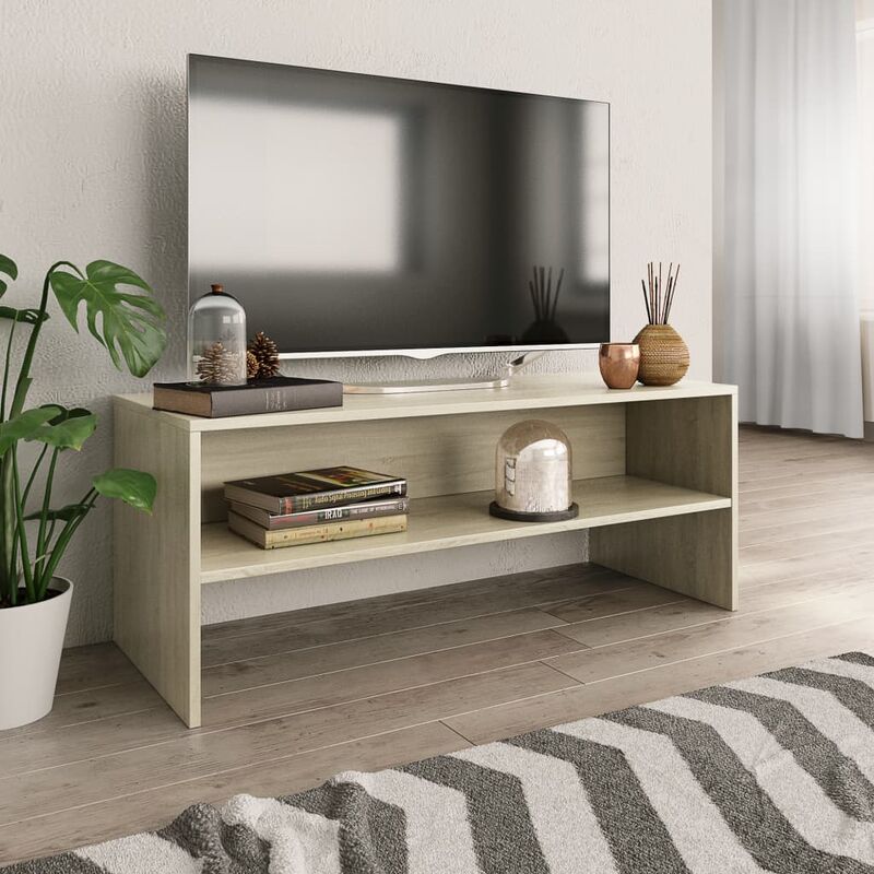 

Mueble de TV aglomerado color roble Sonoma 100x40x40 cm - Marrón
