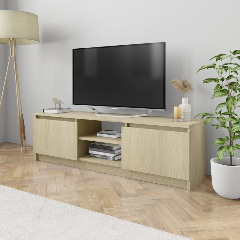 

Mueble de TV aglomerado color roble Sonoma 120x30x35,5 cm - Marrón
