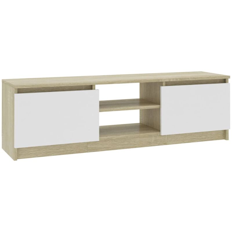 

Mueble para TV de Aglomerado 120x30x35,5 cm Blanco Roble Sonoma - Multicolor - Vidaxl