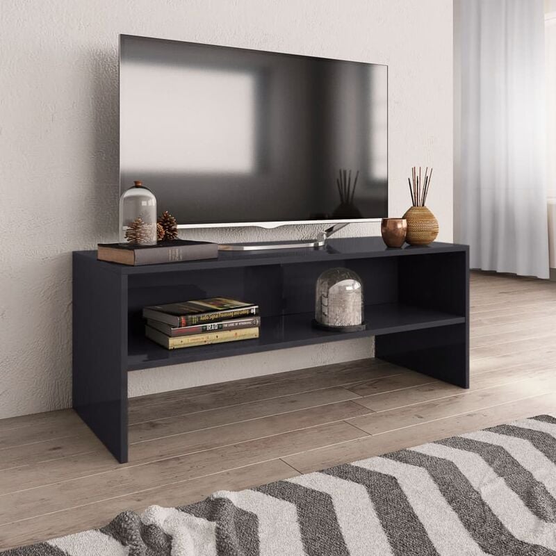 

Mueble de TV aglomerado gris brillante 100x40x40 cm - Gris