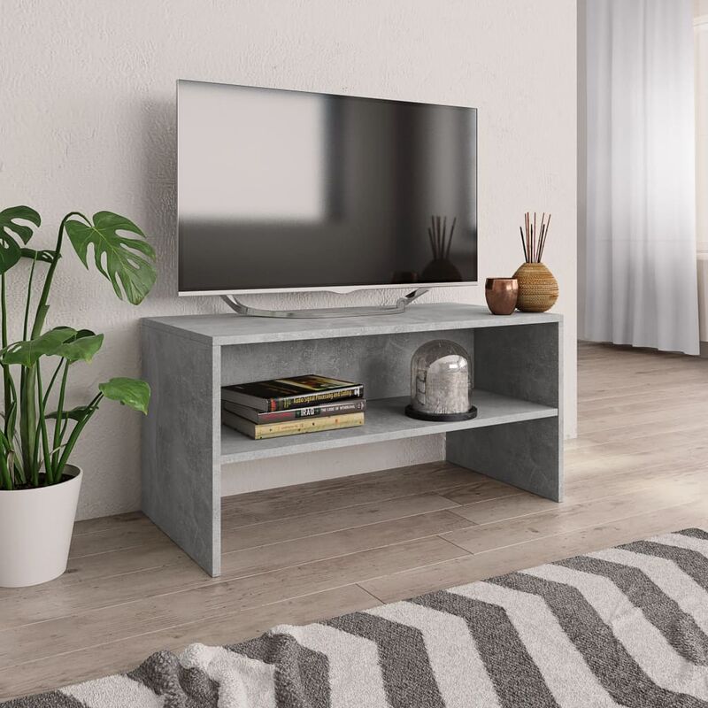 

Mueble de TV aglomerado gris cemento 80x40x40 cm