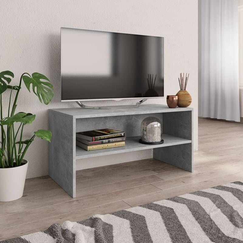 

Mueble de TV aglomerado gris cemento 80x40x40 cm