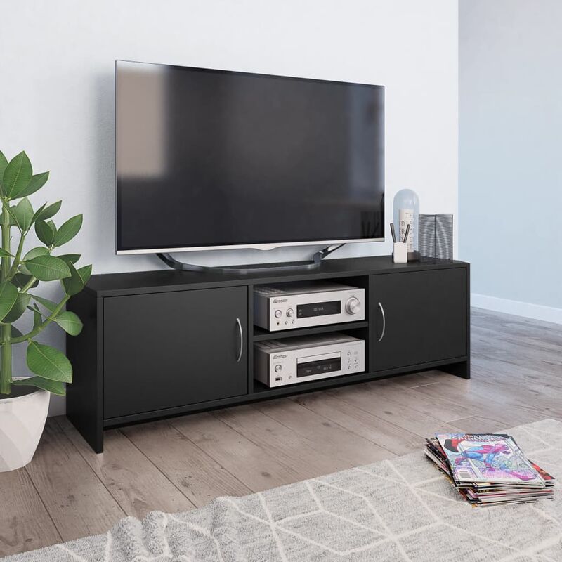 

Mueble de TV aglomerado negro 120x30x37,5 cm