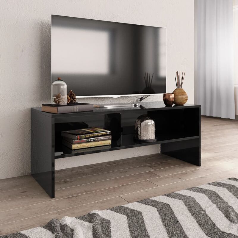 

Mueble de TV aglomerado negro brillante 100x40x40 cm - Negro