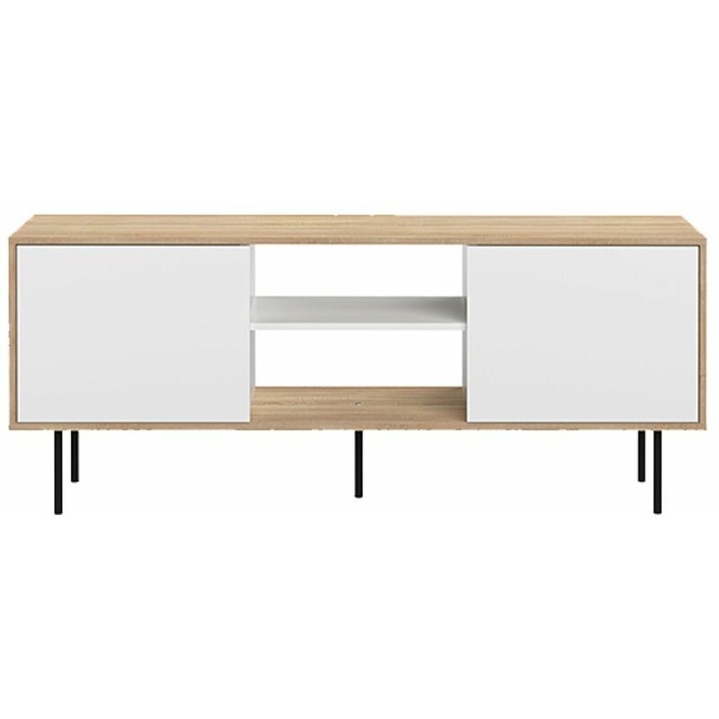 

Mueble de TV ALTITUDE roble natural y blanco, 150.8 x 40 x 61.9 - roble natural y blanco