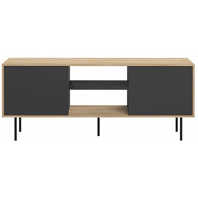 

Mueble de TV ALTITUDE roble natural y negro, 150.8 x 40 x 61.9 - roble natural y negro