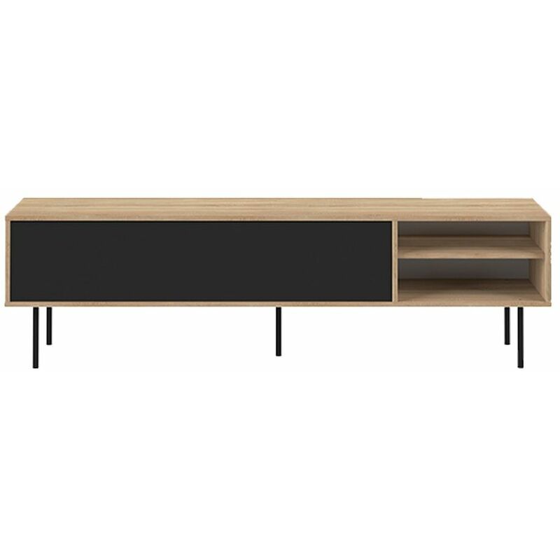 

Mueble de TV AMPERE roble natural y negro, 165 x 40 x 47.9 - roble natural y negro