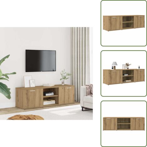 Mueble de TV artesanal - vidaXL Mueble de TV madera de ingeniería roble artesanal 120x34x37 cm - Mueble de TV moderno