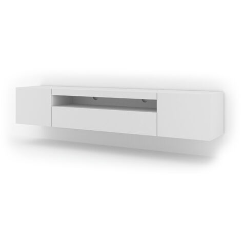 Mueble de TV AURA 200 cm colgante o con patas blanco mate