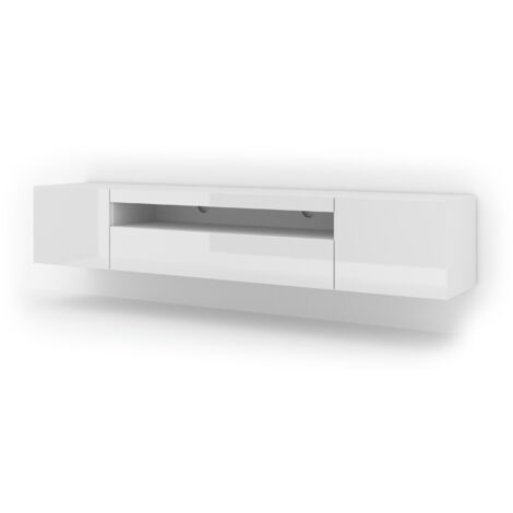 Mueble de TV AURA 200 cm colgante o con patas blanco mate / blanco brillante