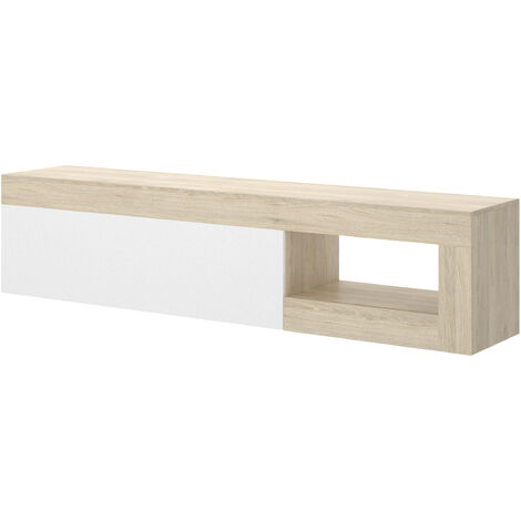 Mueble de TV bajo Natural / Blanco Brillo 48x204x42 cm - LEBO