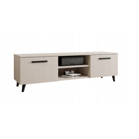 Mueble de TV Bergen de 150 cm, color negro, estilo escandinavo, color gris.