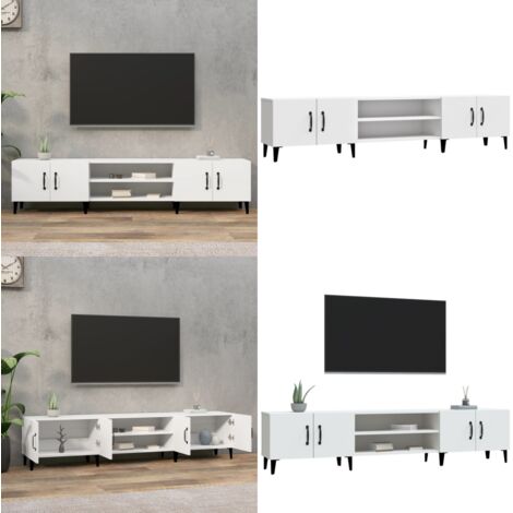 Mueble de TV blanco 180x31,5x40 cm madera de ingeniería - Madera contrachapada - Almacenamiento