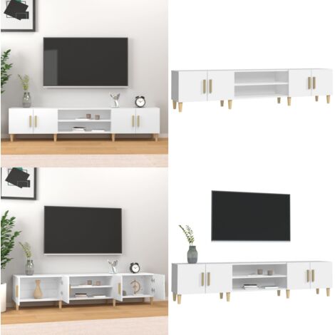 Mueble de TV blanco 180x31,5x40 cm madera de ingeniería - Mueble blanco - Madera de ingeniería