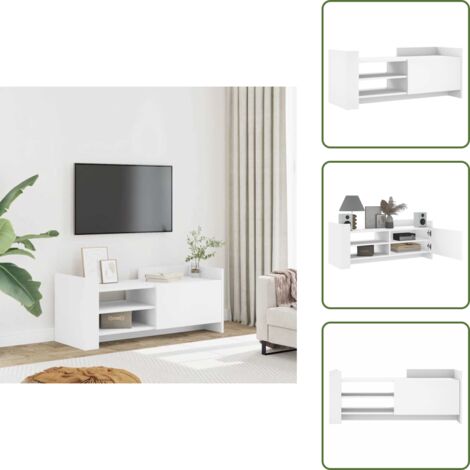 Mueble de TV blanco - vidaXL Mueble para TV madera contrachapada blanco 100x35x40 cm - Mueble de madera contrachapada