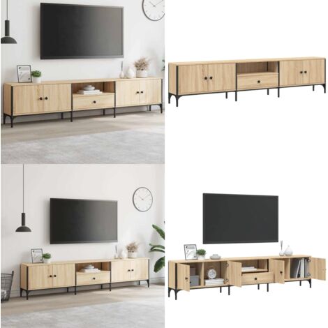 Mueble de TV cajón madera ingeniería roble Sonoma 200x25x44 cm - Cajón de madera - Madera de ingeniería