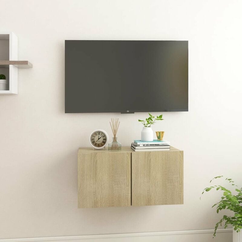 

Mueble de TV colgante color roble Sonoma 60x30x30 cm