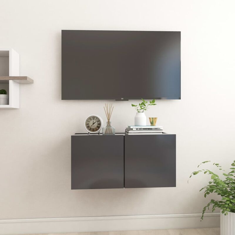 

Mueble de TV colgante gris 60x30x30 cm