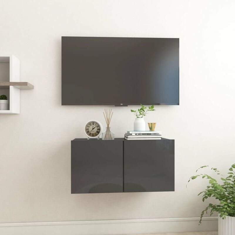 

Mueble de TV colgante gris brillante 60x30x30 cm