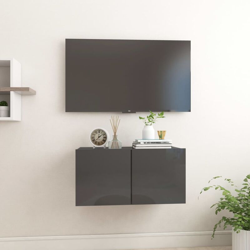 

Mueble de TV colgante gris brillante 60x30x30 cm