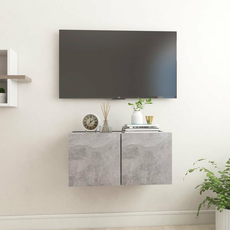 

Mueble de TV colgante gris hormigon 60x30x30 cm