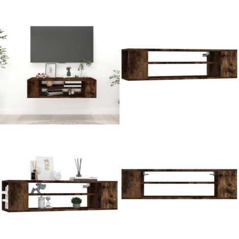Mueble de TV colgante madera roble ahumado 100x30x26,5 cm - Almacenamiento - Madera contrachapada