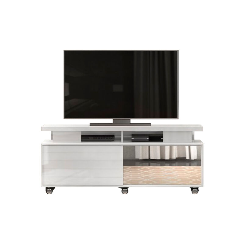 

Mirakemueble - Mueble de TV con espejo Agatha - Blanco Brillo