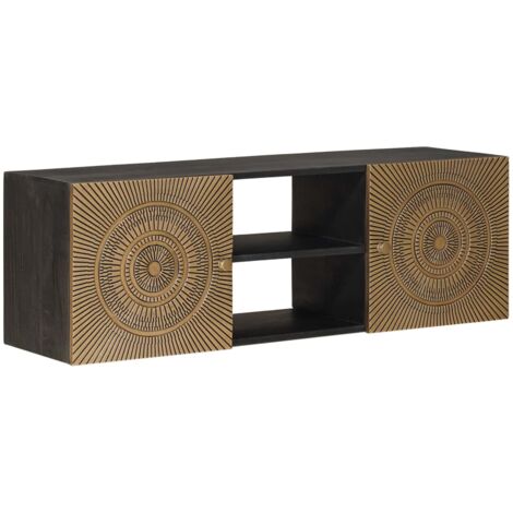 Mueble de TV con estante con puerta Latón 105 x 30 x 35 cm