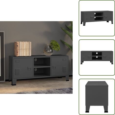 Mueble de TV con estante - vidaXL Mueble de TV industrial metal antracita 105x35x42 cm - Mueble de TV con puertas
