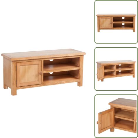 Mueble de TV con estantes - vidaXL Mueble para TV madera maciza de roble 103x36x46 cm - Mueble de TV con salida de cables