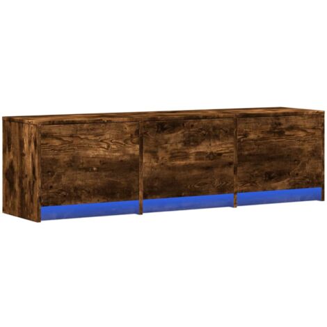 Mueble de TV con LED con cajón Roble ahumado 140 x 34 x 40 cm
