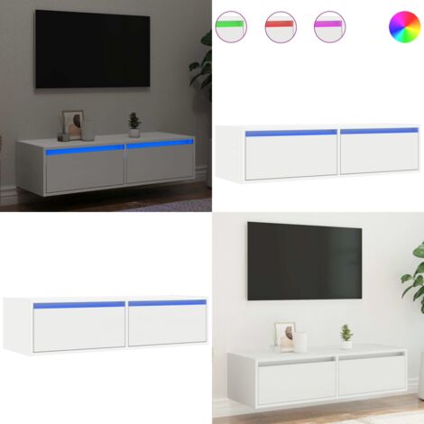 Mueble de TV con luces LED blanco 100X35,5x25 cm - Luz LED - Almacenamiento