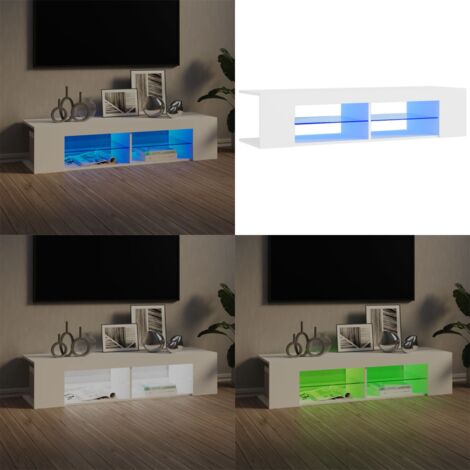 Mueble de TV con luces LED blanco 135x39x30 cm - Luz LED RGB - Soporte para TV