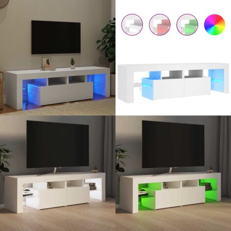 Mueble de TV con luces LED blanco 140x36,6x40 cm - Luz LED RGB - Mueble de TV blanco