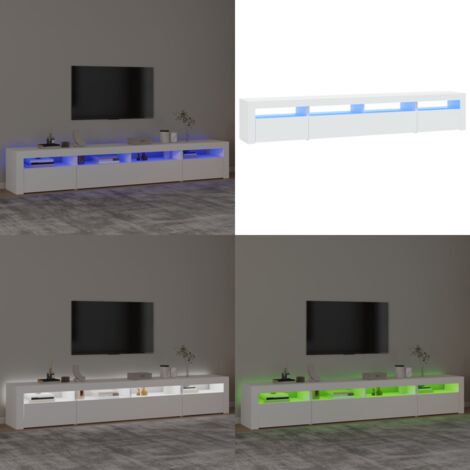 Mueble de TV con luces LED blanco 240x35x40 cm - Luz LED RGB - Mueble de TV blanco