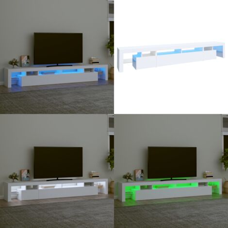 Mueble de TV con luces LED blanco 260x36,5x40 cm - Luz LED RGB - Mueble de TV blanco